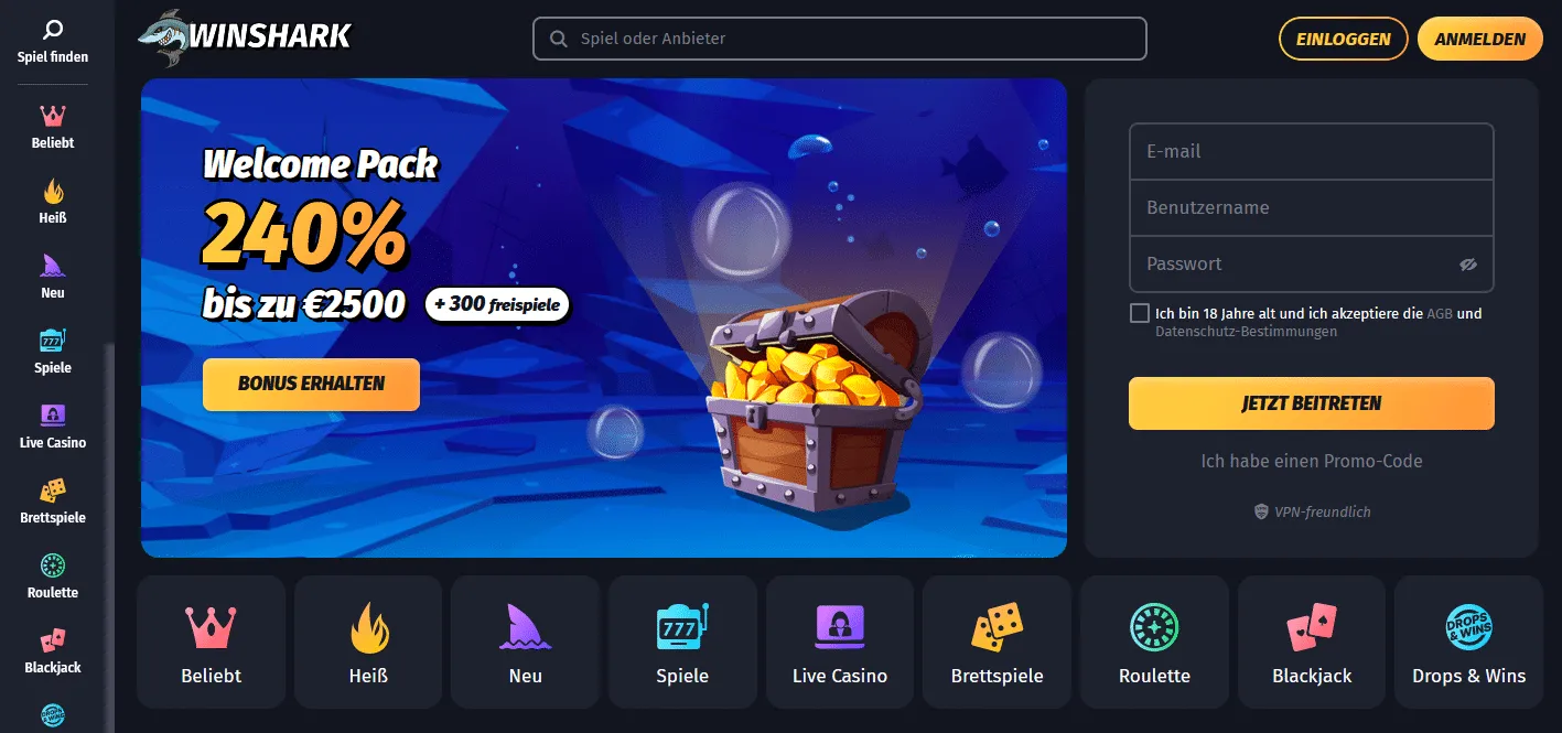 WinShark Online Casino WinShark Casino Startseite